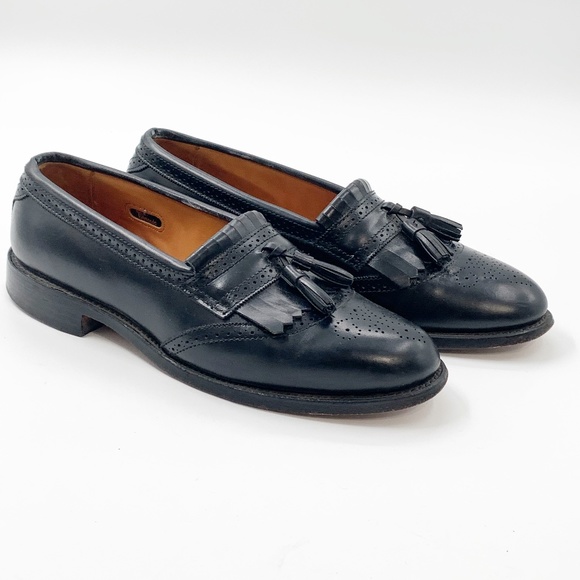 *SOLD* Allen Edmonds Bridgeton Mens Size 9 Shoes Loafers Black Leather Kiltie - Picture 5 of 14